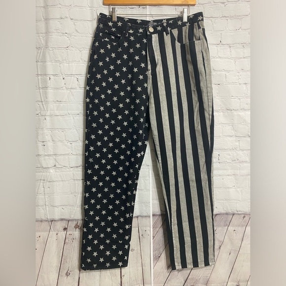 Nasty Gal Collection Womens Size 10 Blue Flag Jeans - Picture 1 of 5